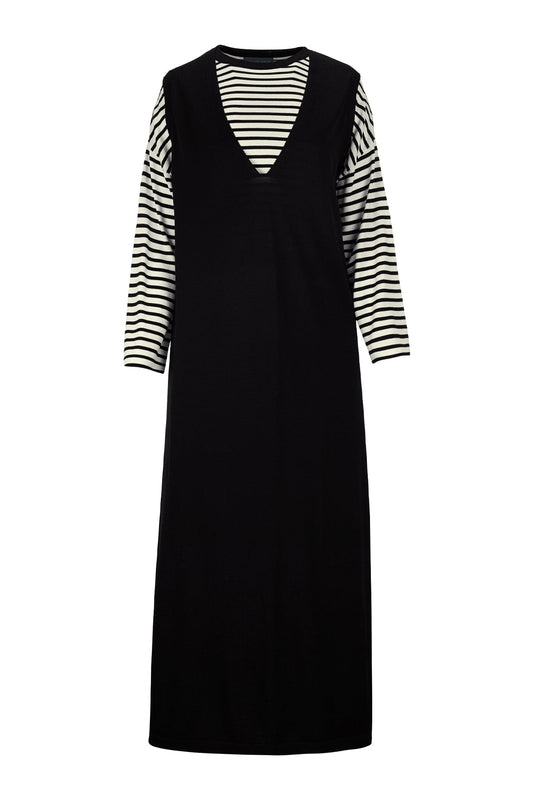Raelyn Stripes Maxi Dress - Black