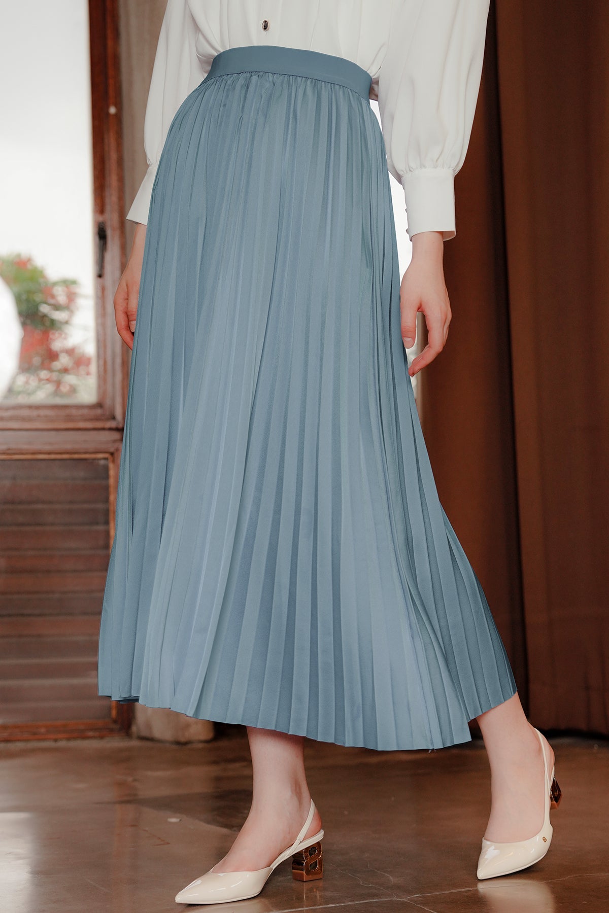 Serena Pleats Skirt - Blue