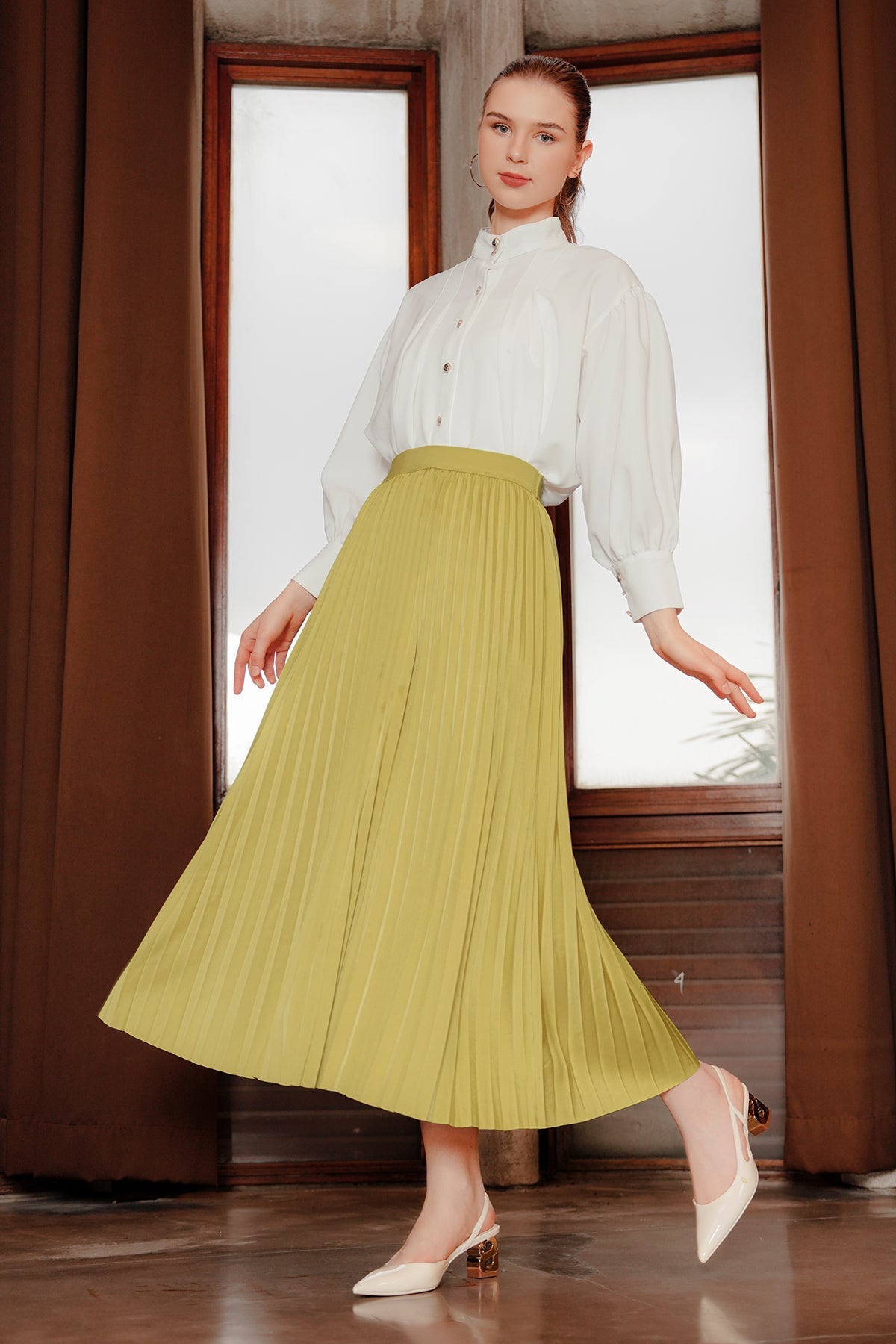 Serena Pleats Skirt - Yellow