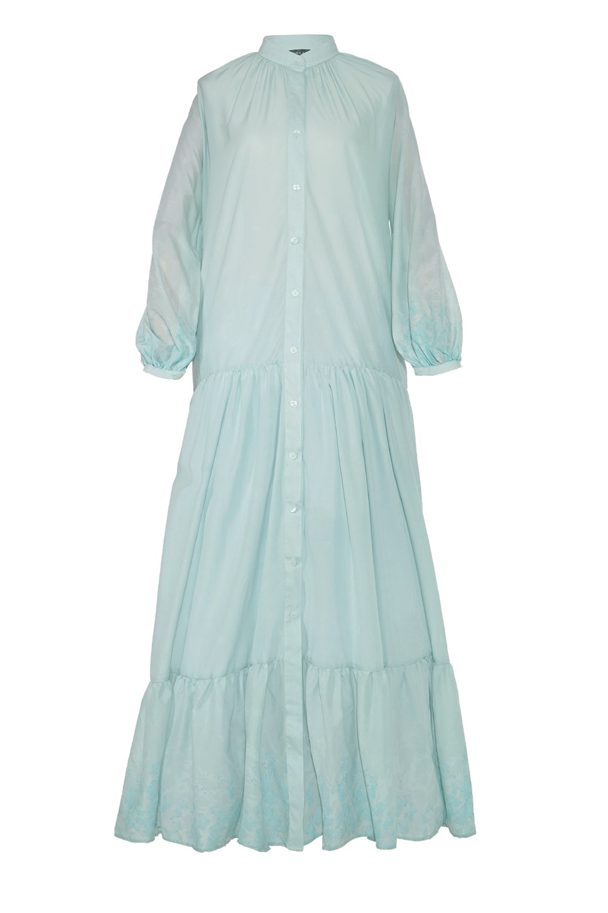 Sadie Ruffle Shirt Dress - Blue