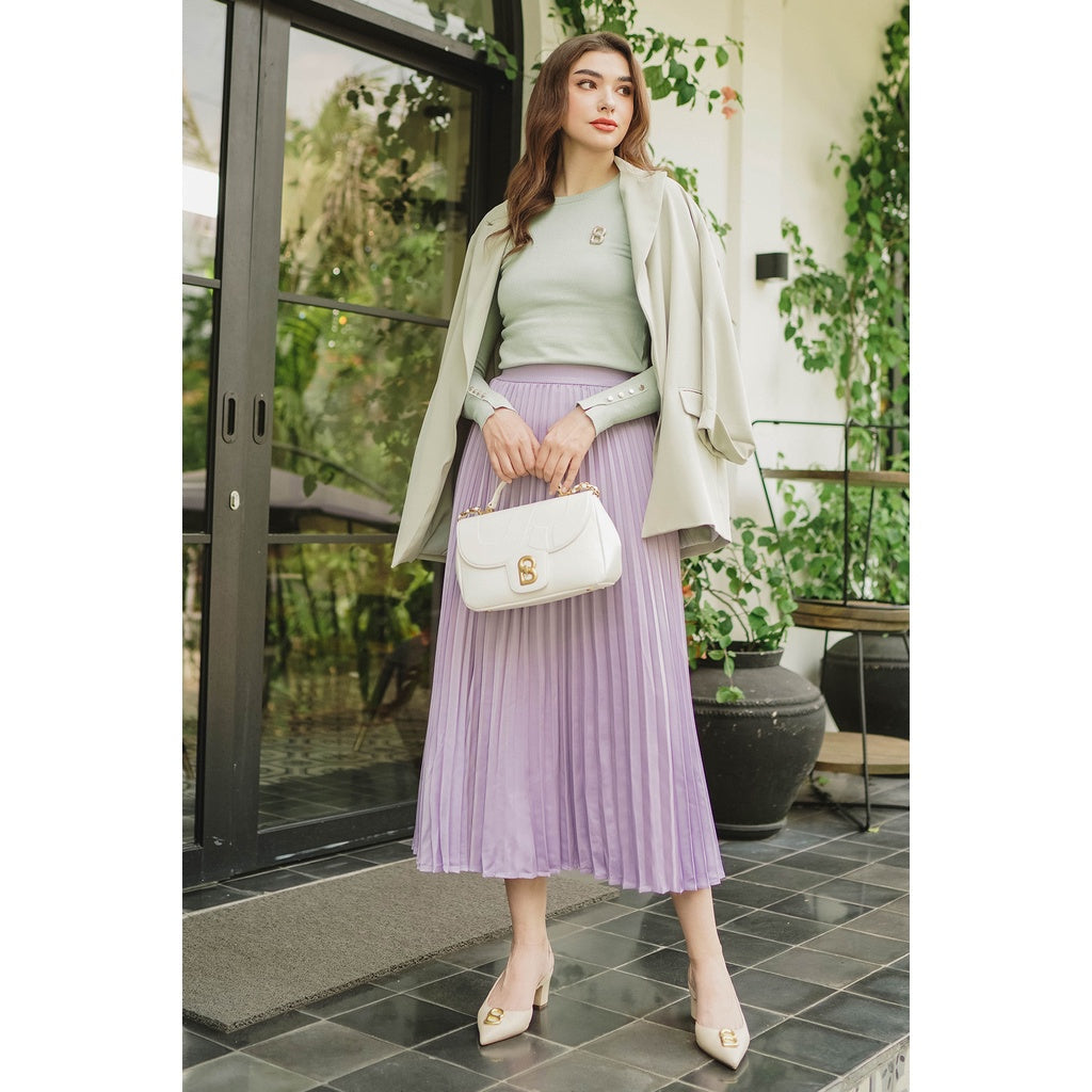 Satin Pleats Skirt - Lilac