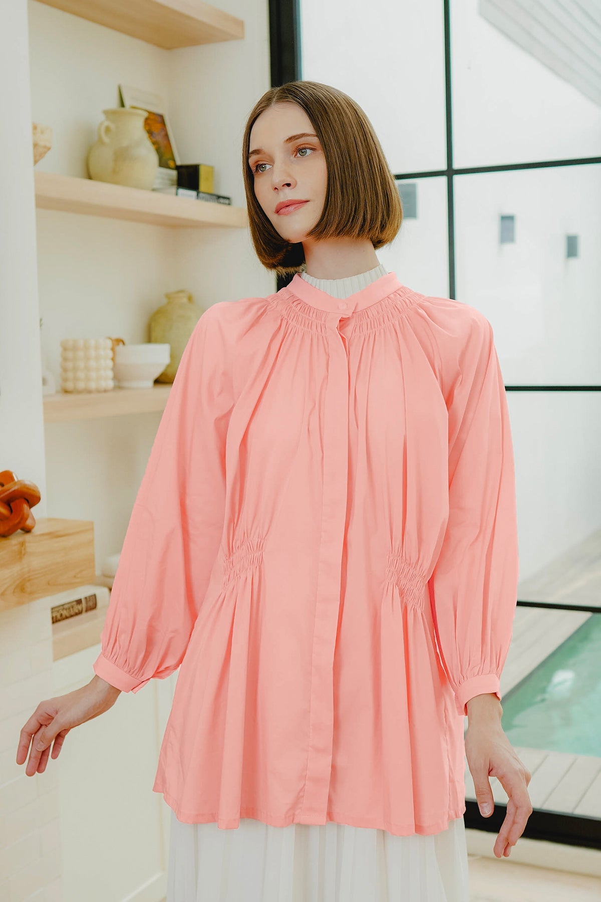 Sora Smock Shirt - Peach