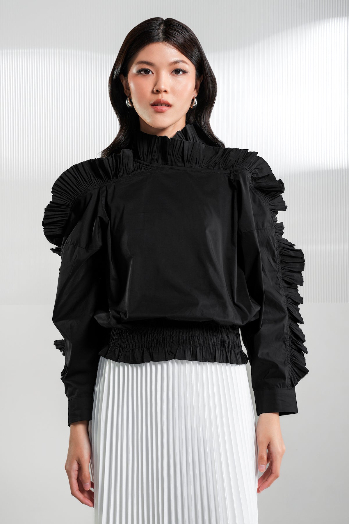 Summer Ruffled Blouse - Black