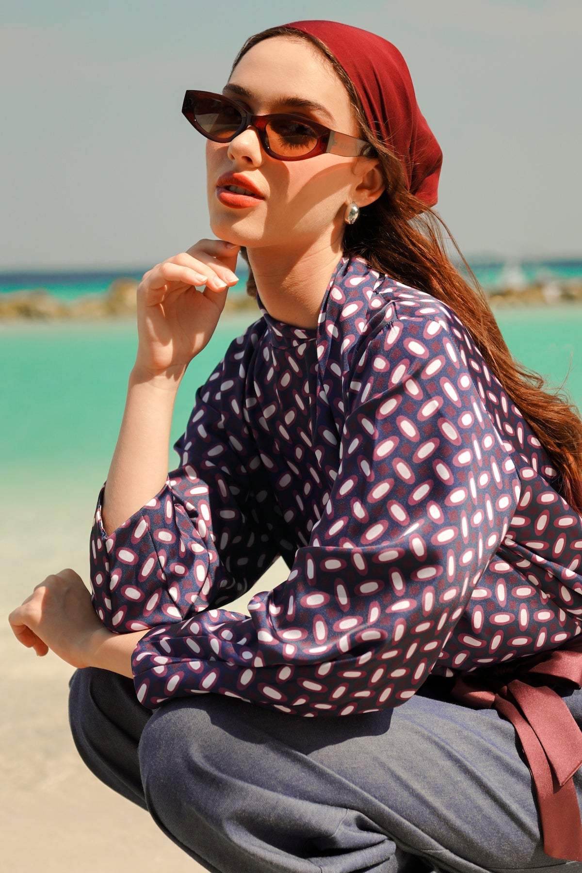 Sun-Kissed Drapery Blouse - Navy