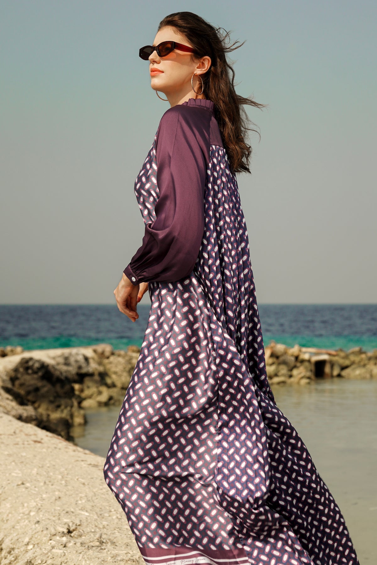 Sun Kissed Pleated Dress Burgundy