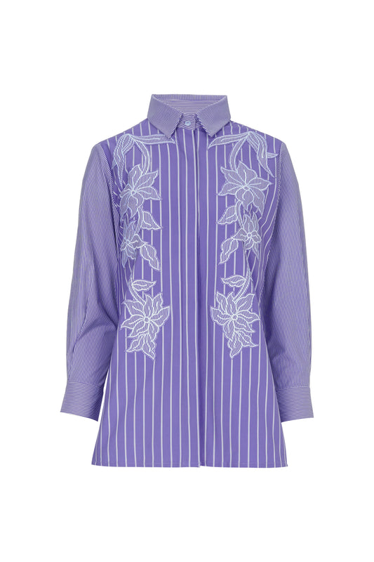 Tessa Embroidery Shirt - Purple