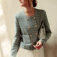 Tweed Crop Blazer - Aqua