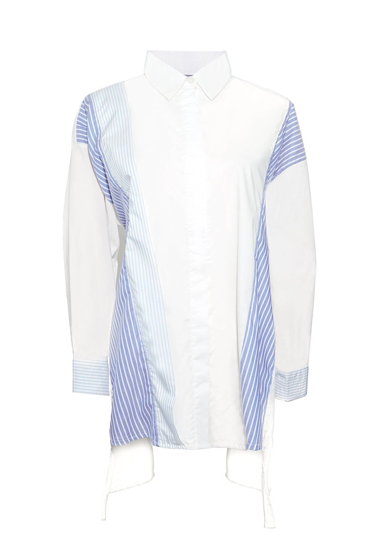 Vina Mix Striped Shirt - White