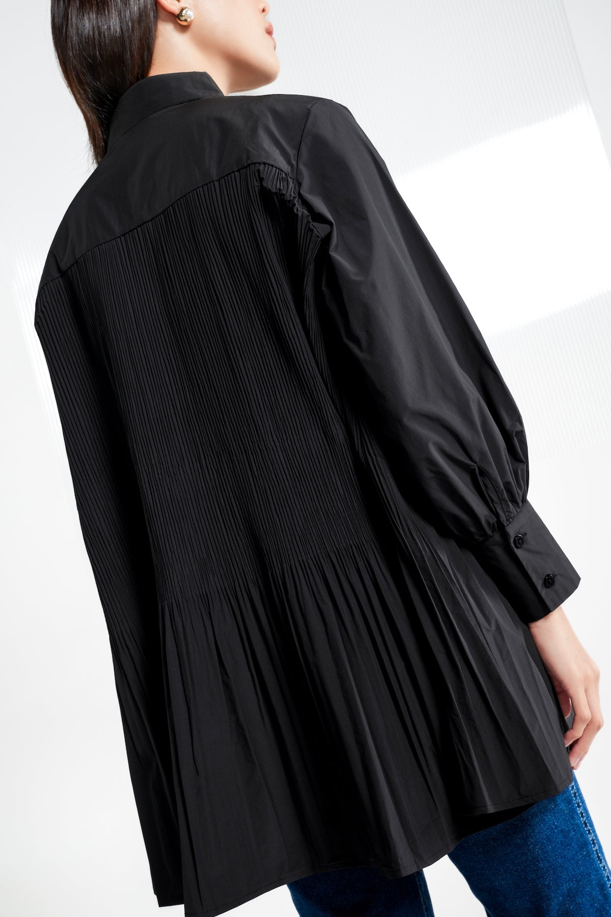 Vivian Pleated Shirt - Black