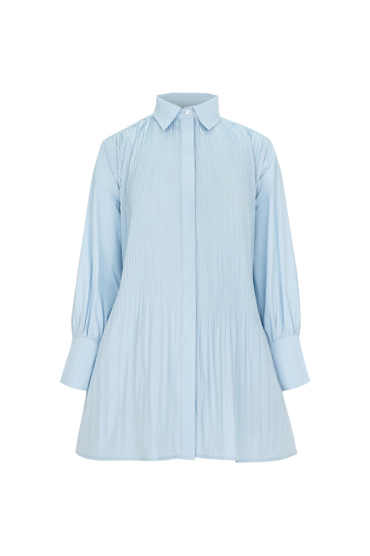 Vivian Pleated Shirt - Blue