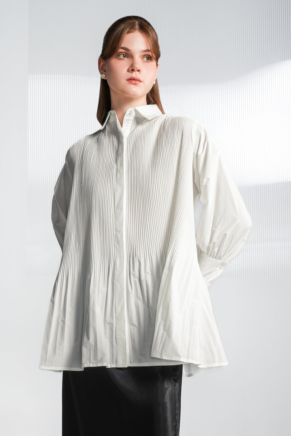 Vivian Pleated Shirt - White