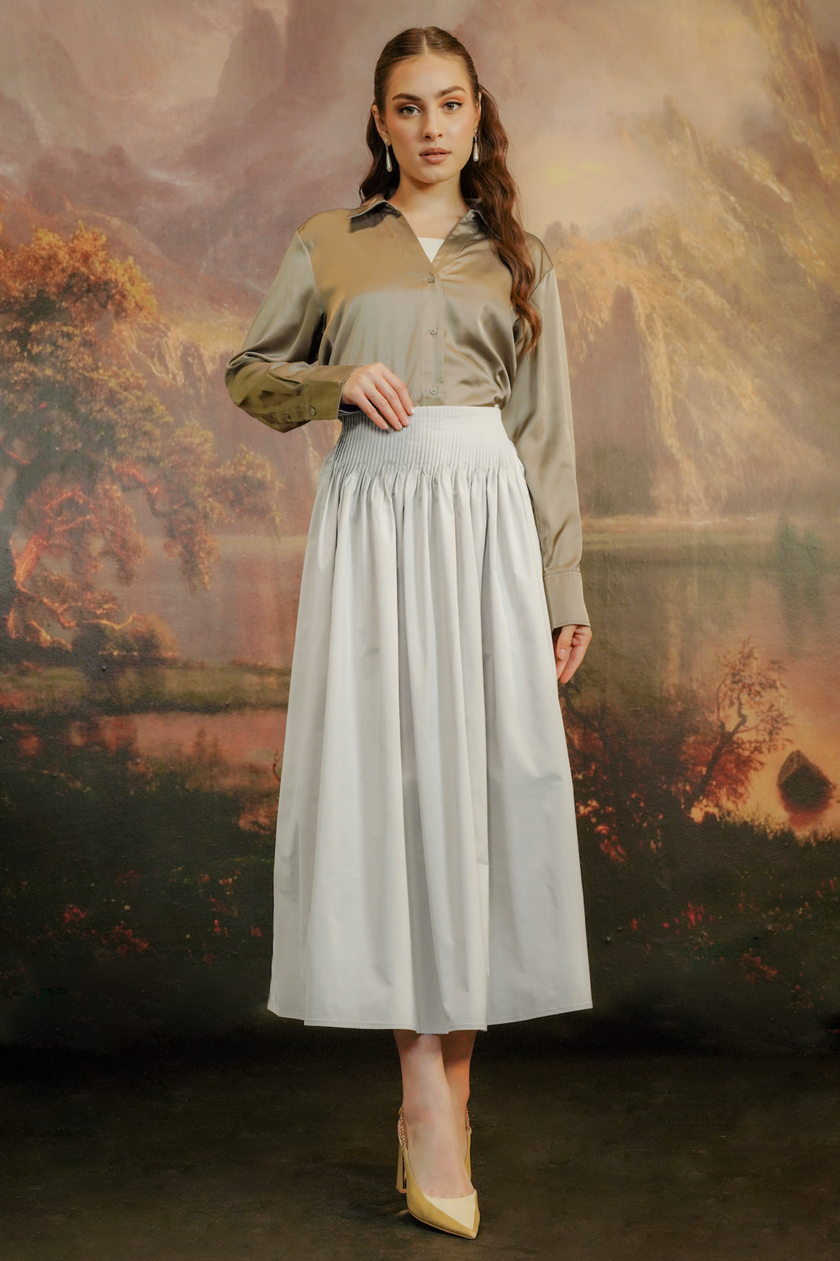 Zalia Waist Skirt - Taupe