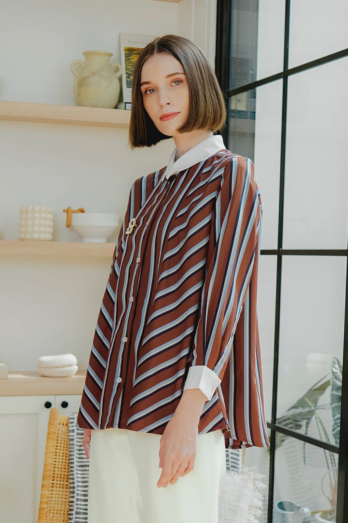 Zerlin Striped Shirt - Terracotta