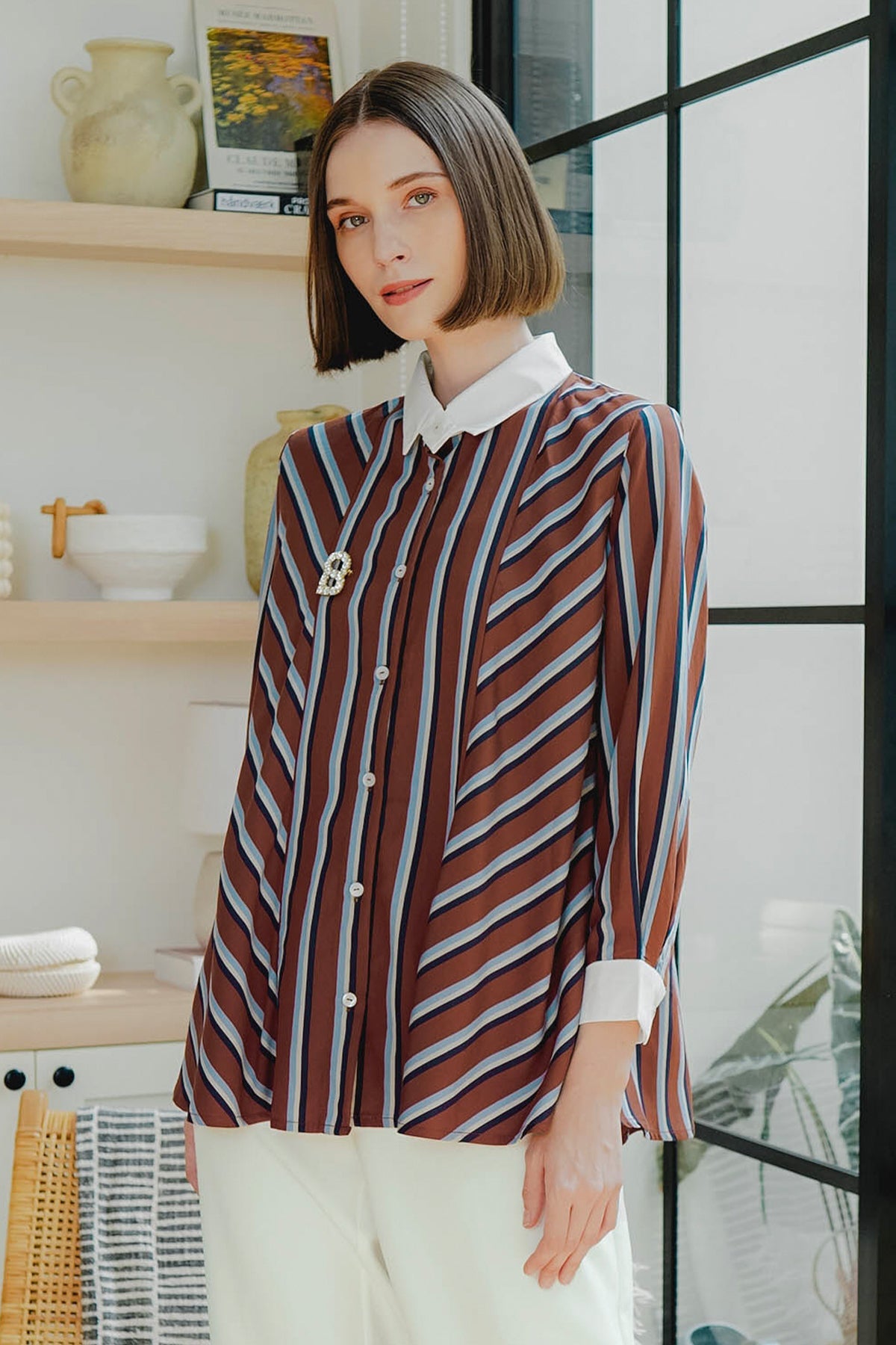 Zerlin Striped Shirt - Terracotta