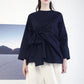 Bow Waist Top Navy Blue