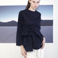 Bow Waist Top Navy Blue