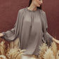 Pleats Blouse - Light Grey