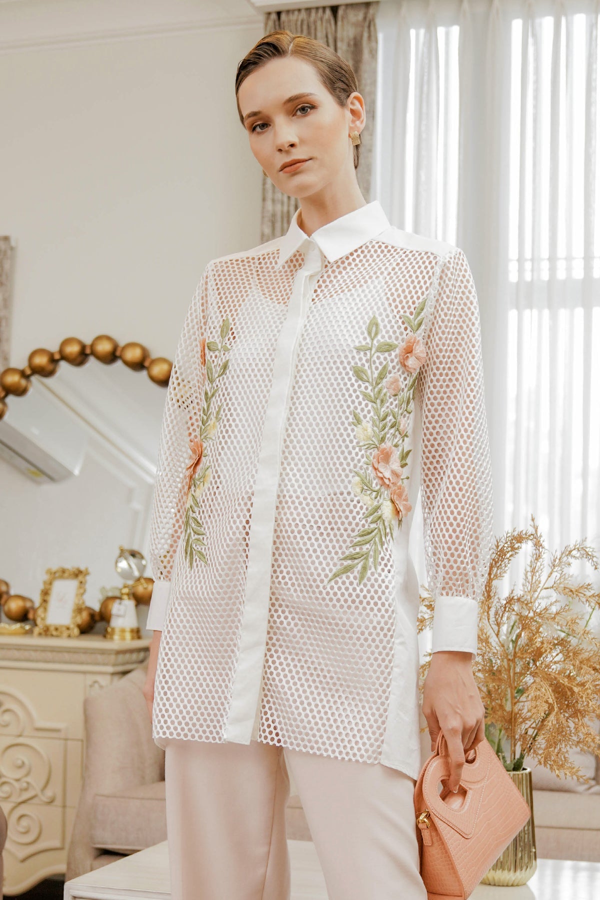 Adira Embroidery Shirt - White