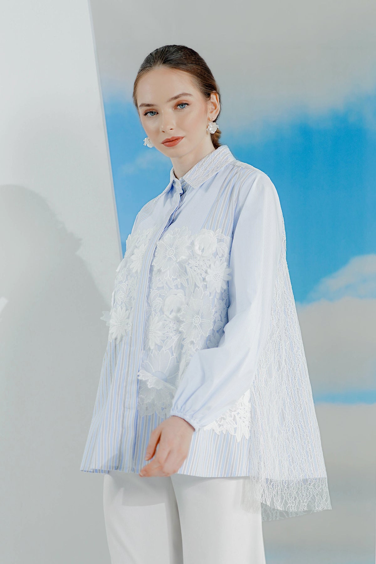 Jeslyn Embroidery Shirt - Blue