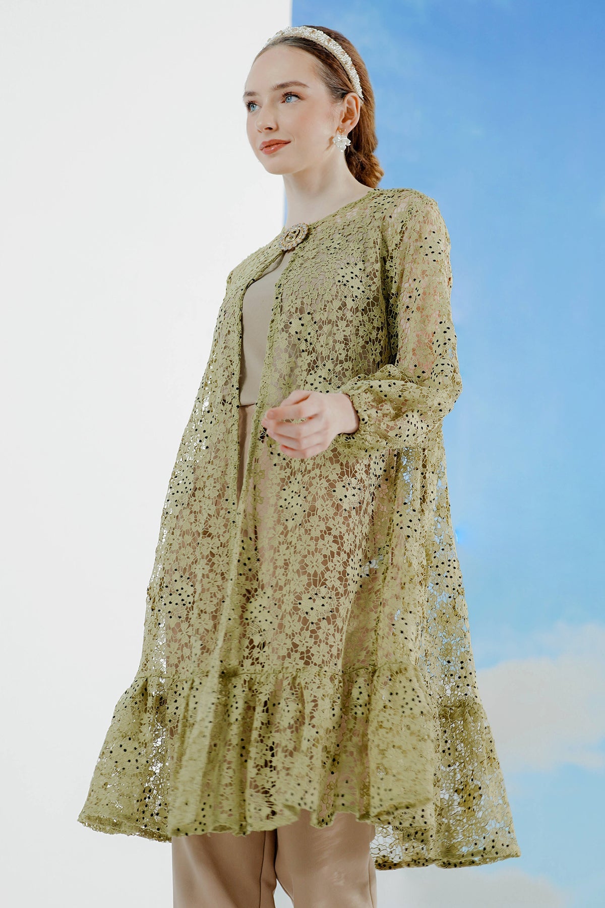 Ameera Lace Outer - Olive