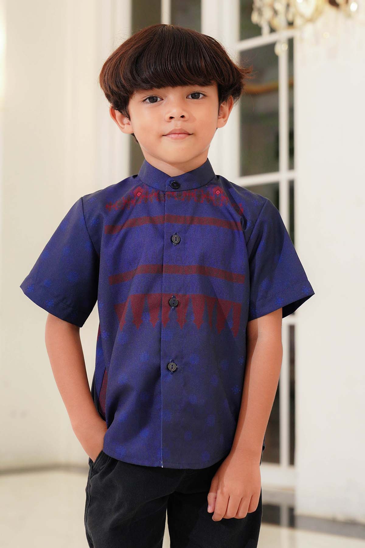 Benang Pelangi Nalanda Kids Shirt Short Sleeve - Navy