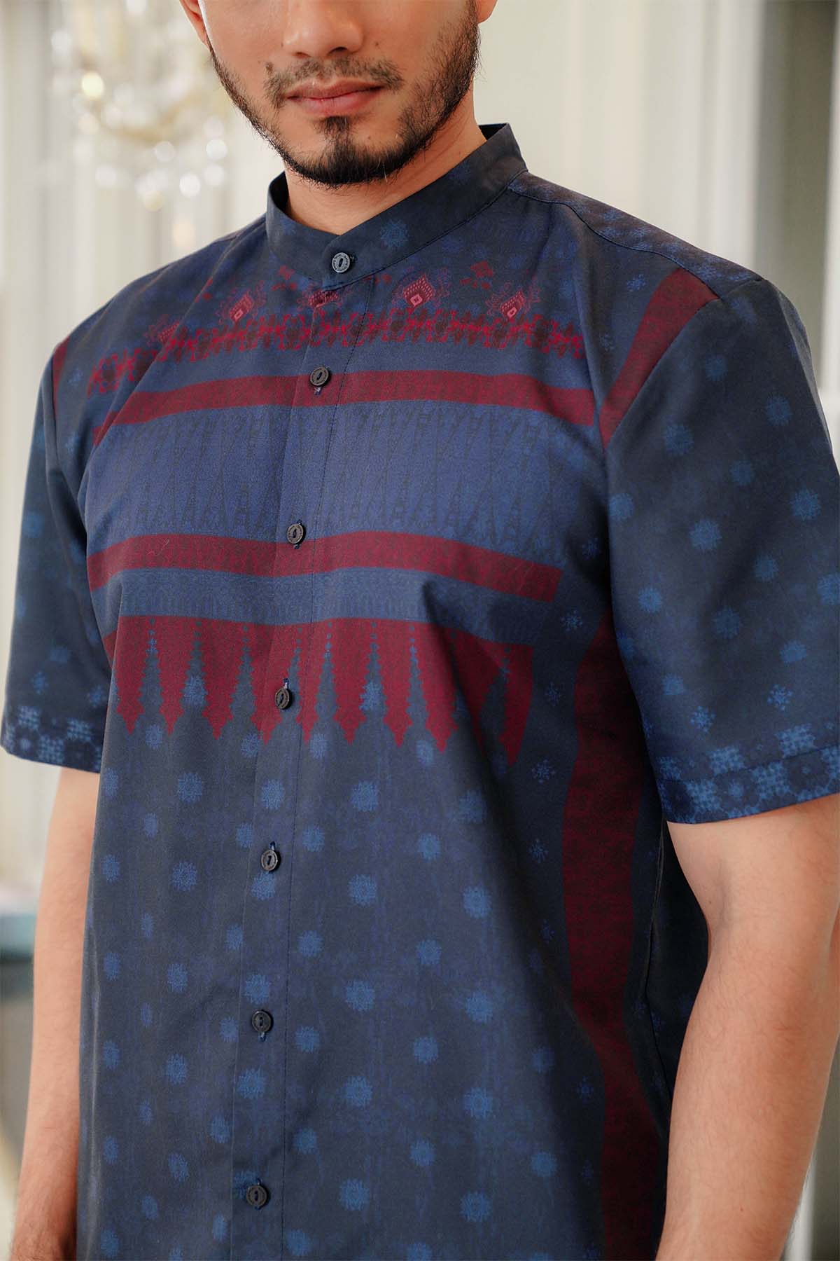 Benang Pelangi Gending Men Shirt Short Sleeve - Navy