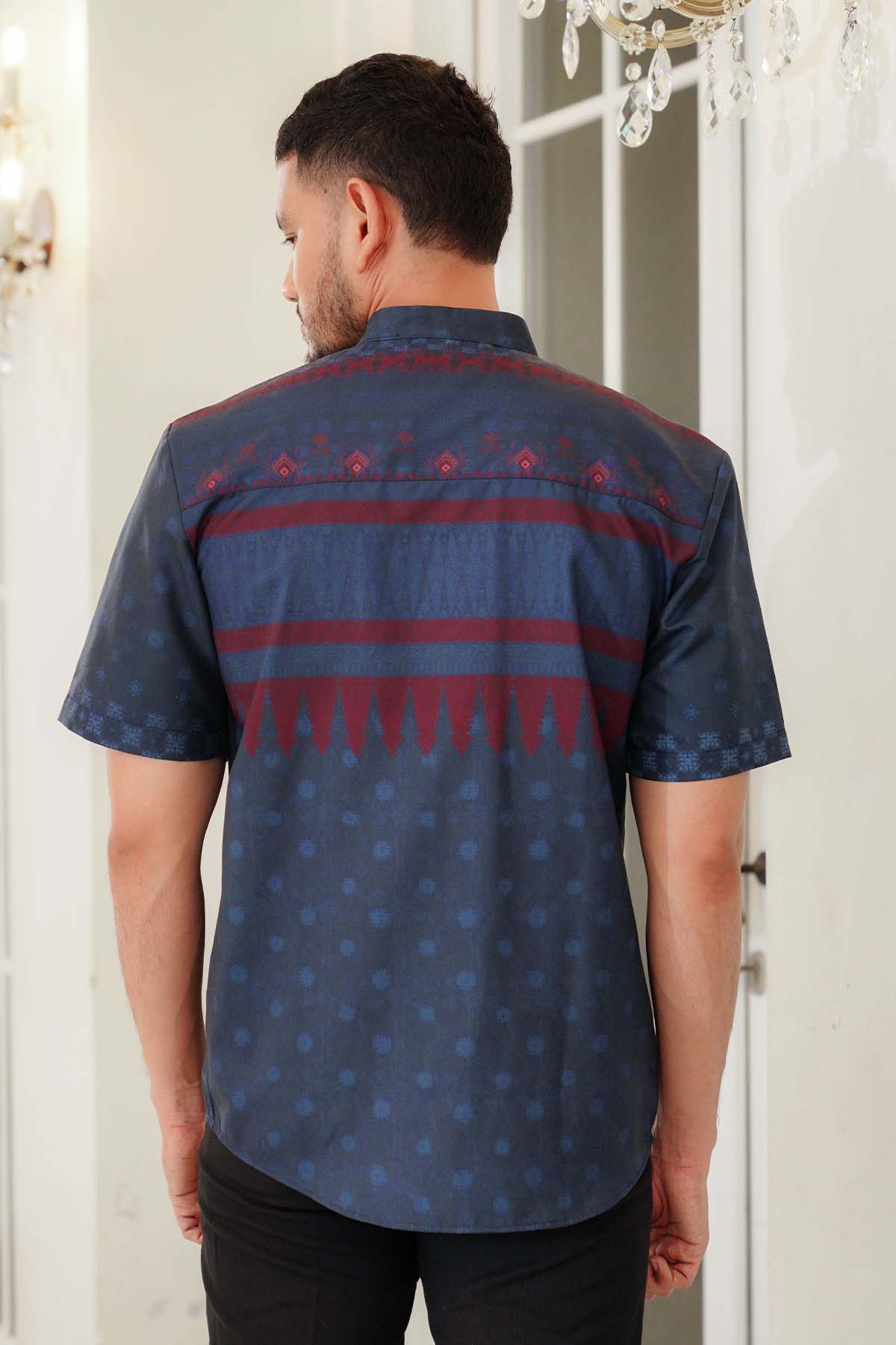 Benang Pelangi Gending Men Shirt Short Sleeve - Navy