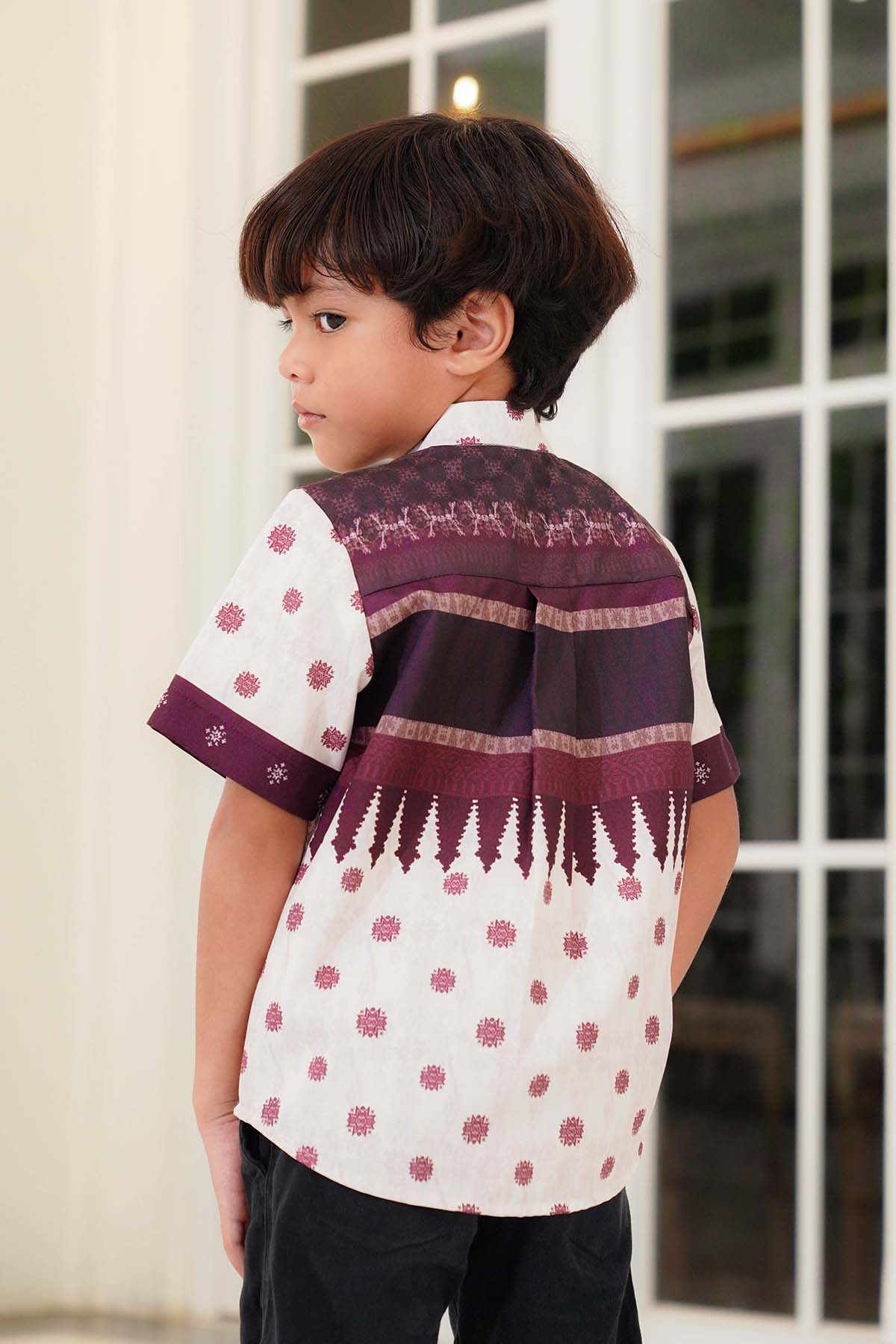 Benang Pelangi Nalanda Kids Shirt Short Sleeve - Maroon