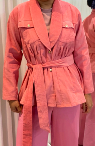 Diera Outer With Pocket - Peach