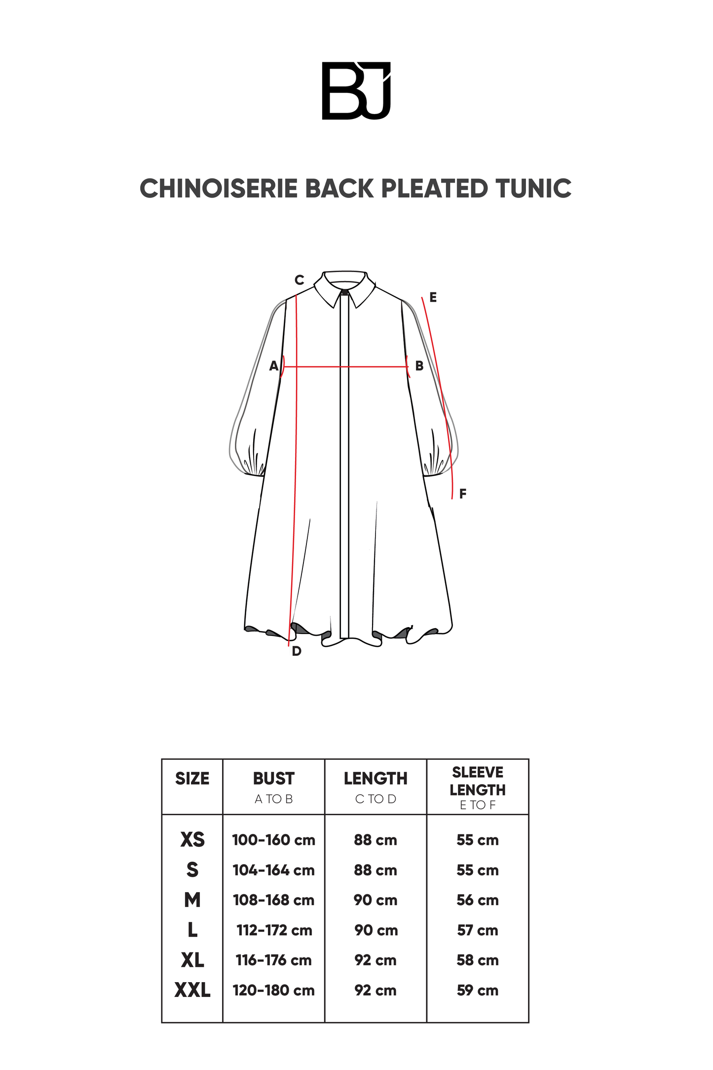 Chinoiserie Back Pleated Tunic - Black