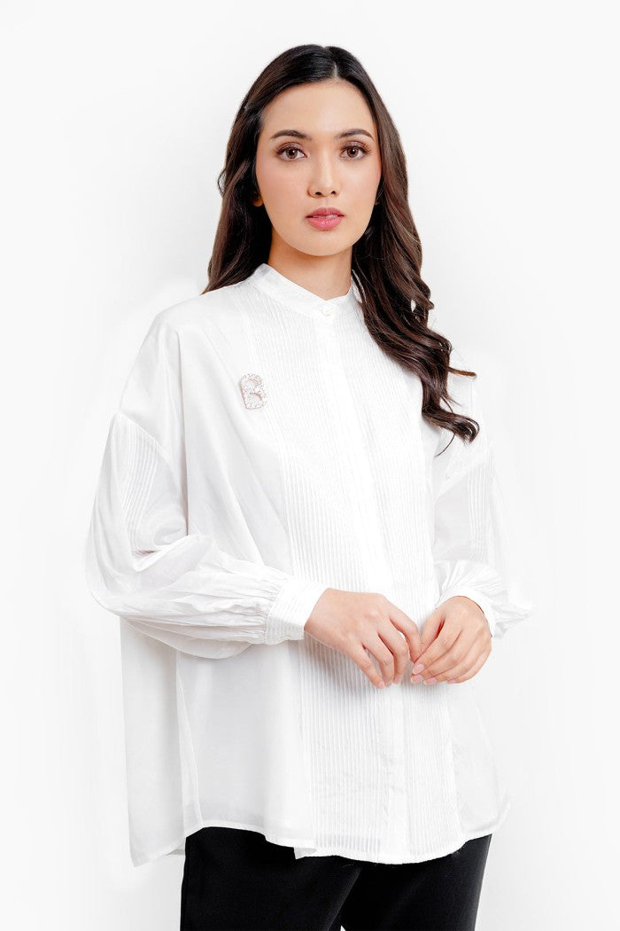 Selena Textured Shirt - White