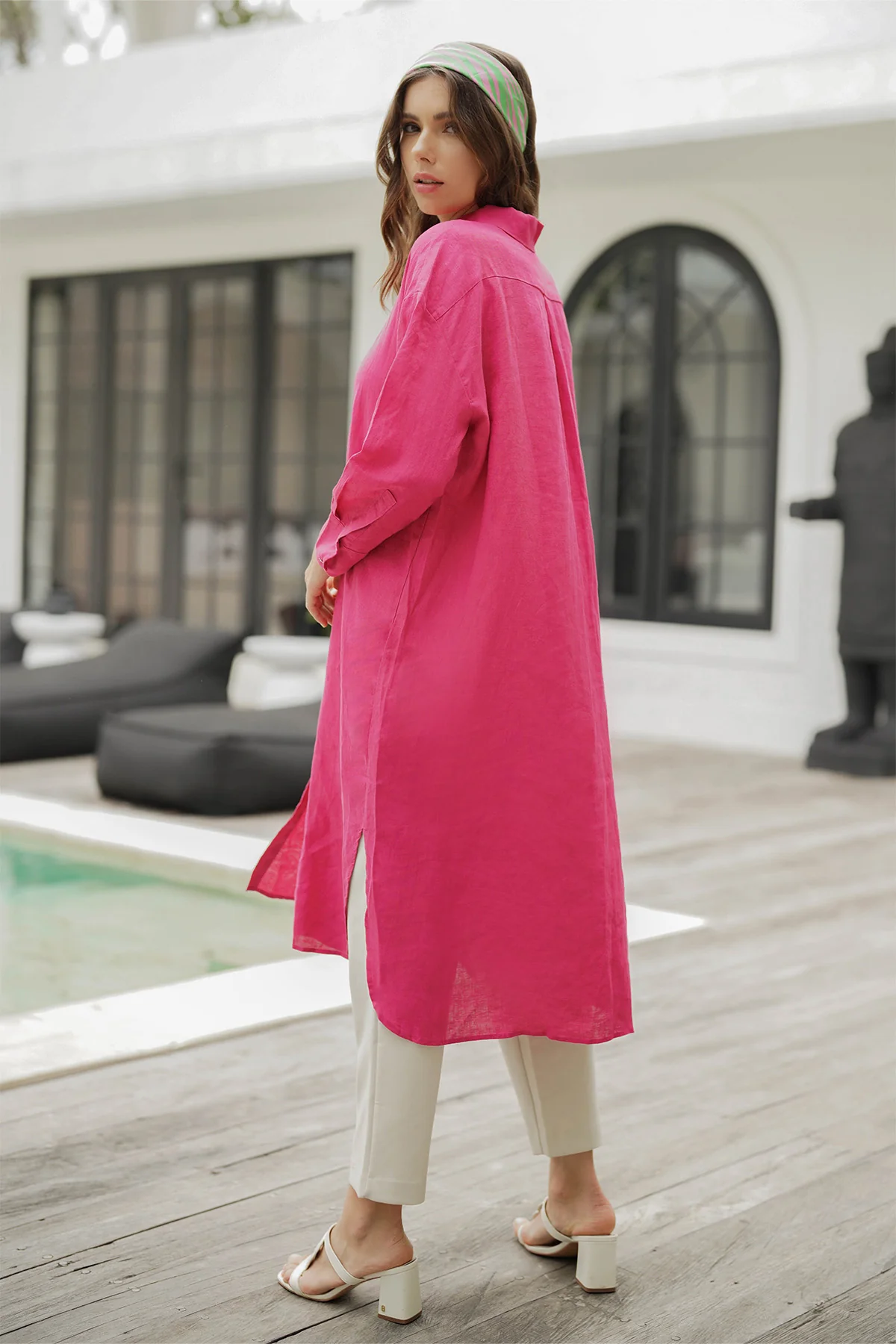 Dara Shirt Dress - Fuschia