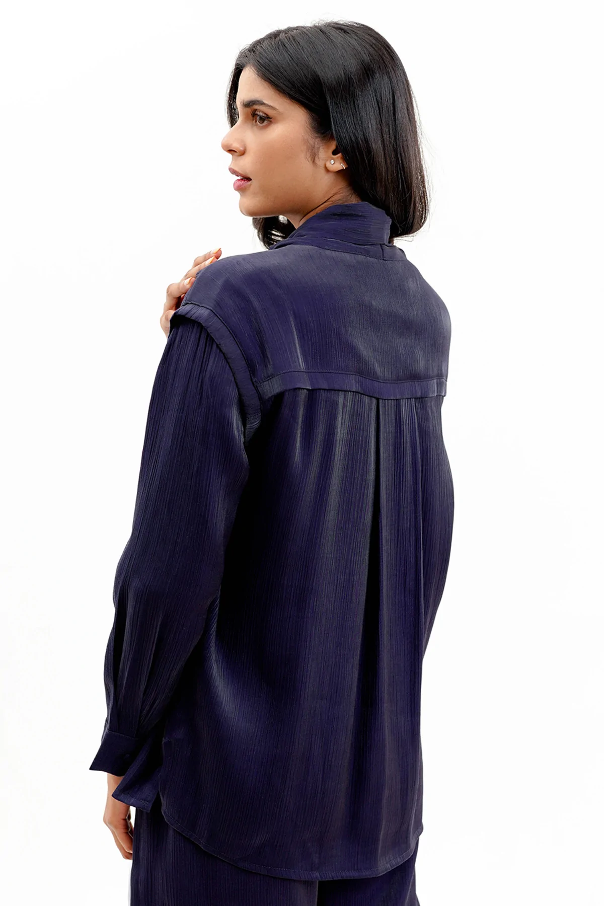 Alma Tie Blouse - Navy