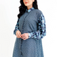 Arnia Mix Fabric Long Shirt - Blue