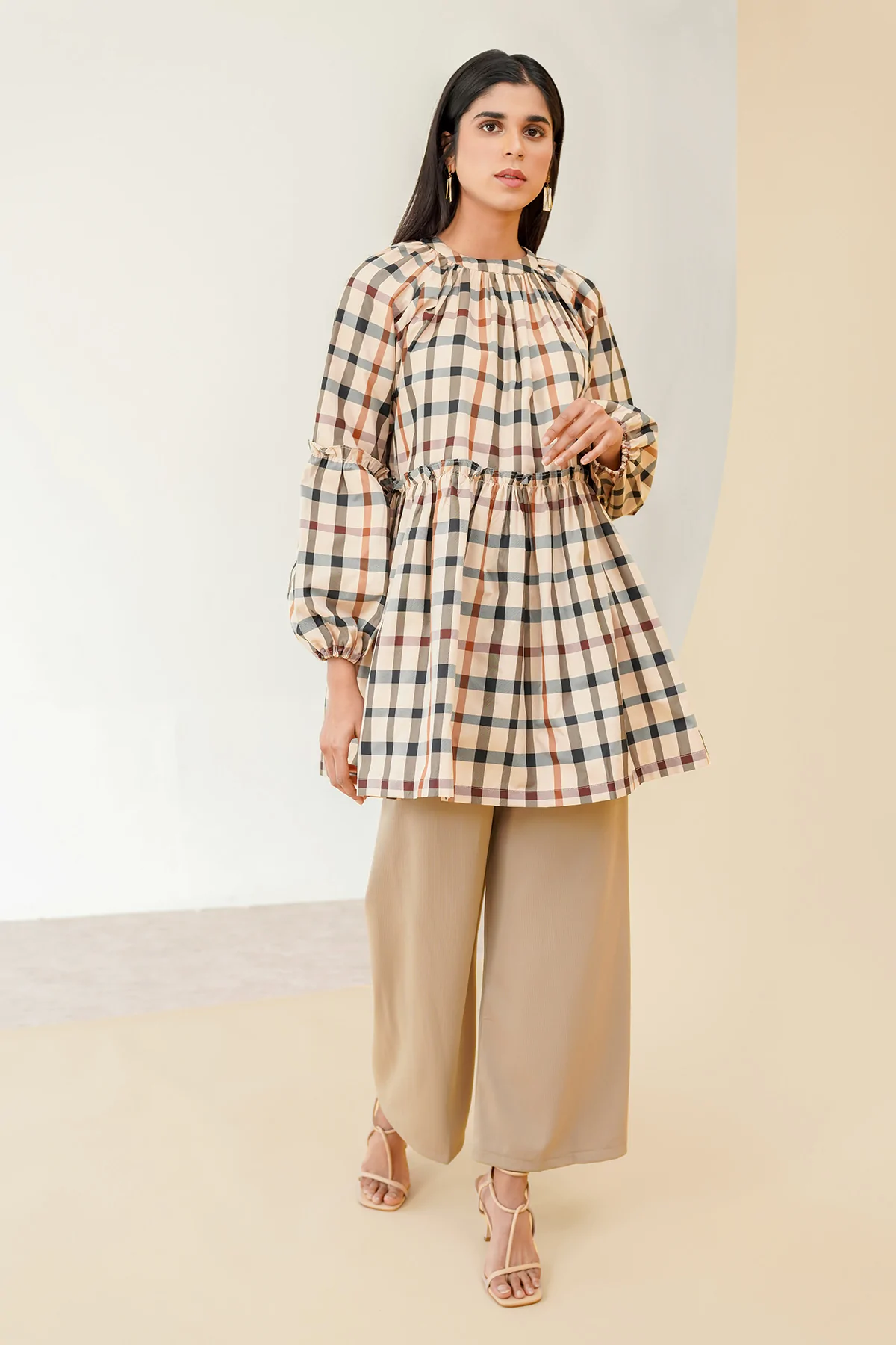 Adeline Top - Brown Plaid