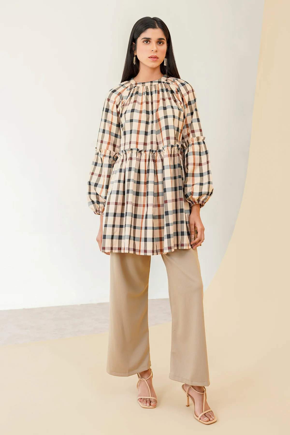 Adeline Top - Brown Plaid