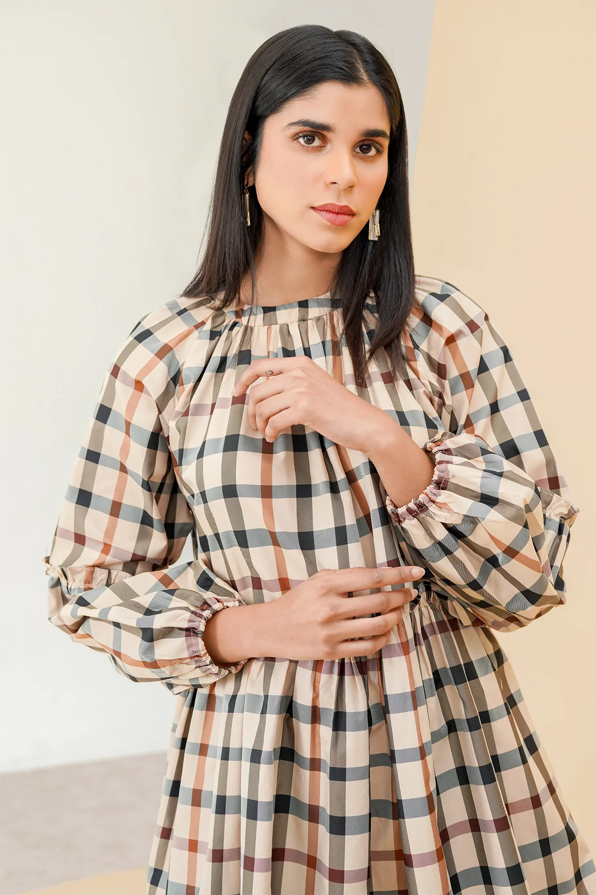 Adeline Top - Brown Plaid