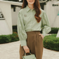 Amanda Shirt with Puff Sleeve - Sage