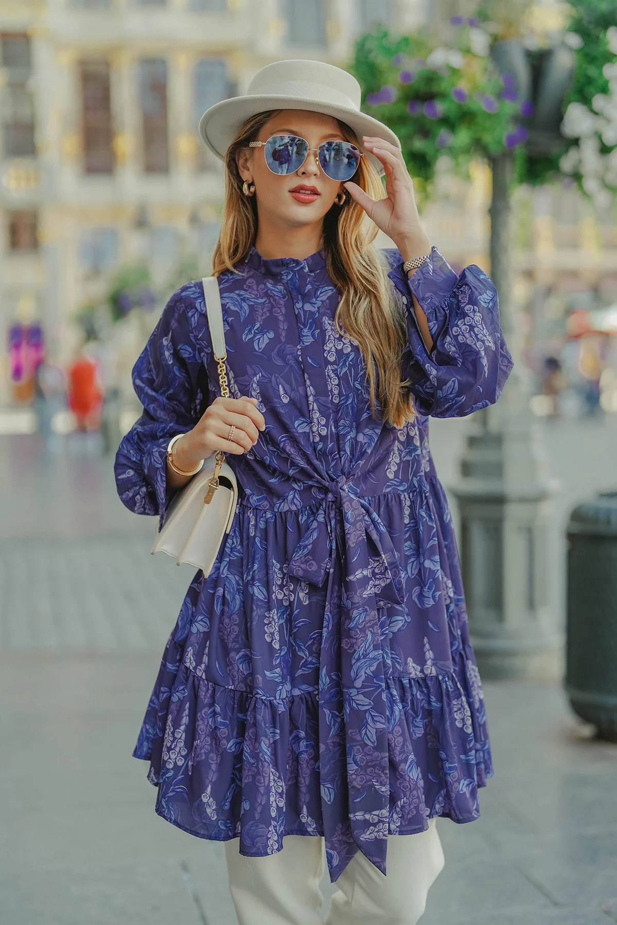 Sweet Pea Tunic with Knot - Navy