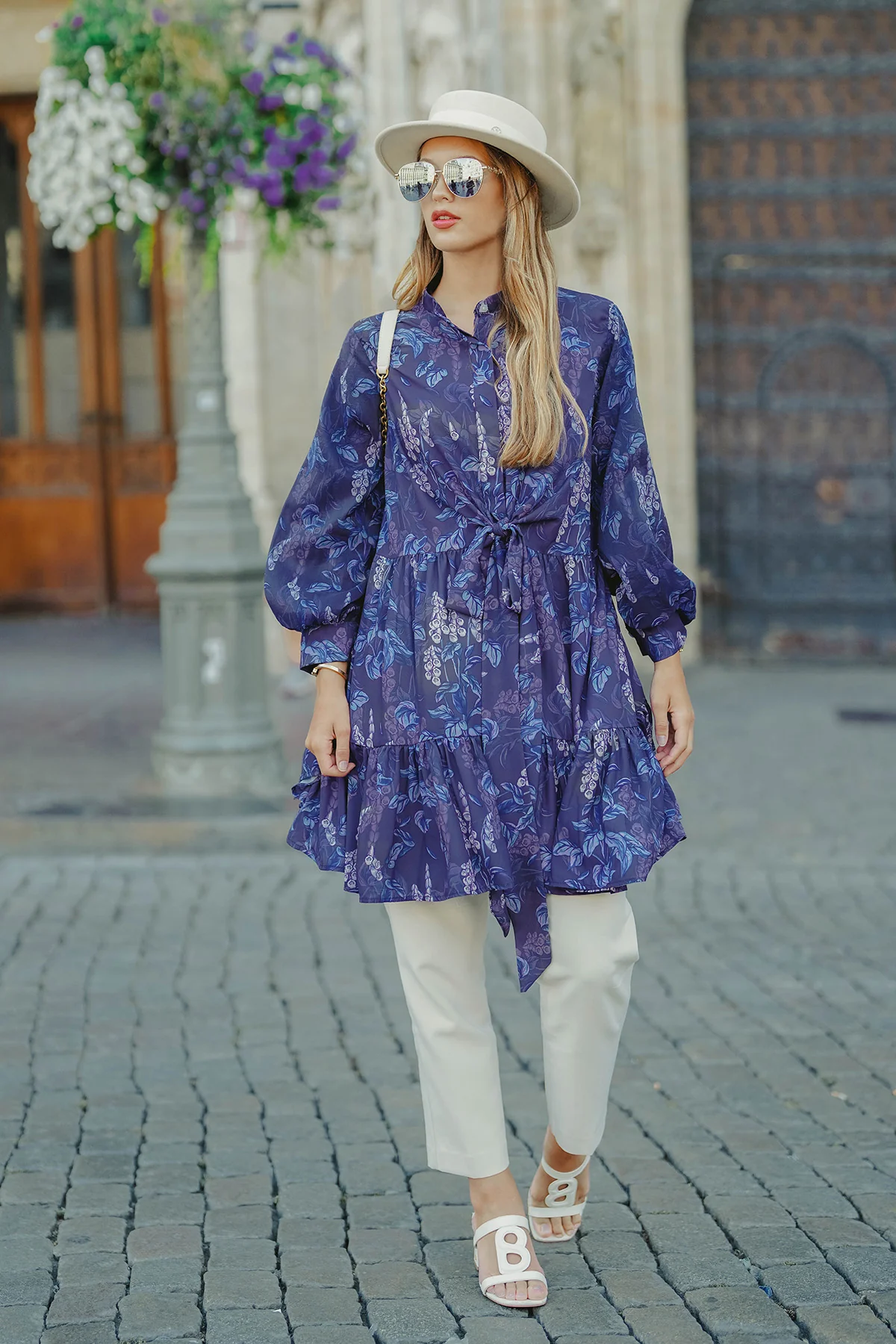 Sweet Pea Tunic with Knot - Navy