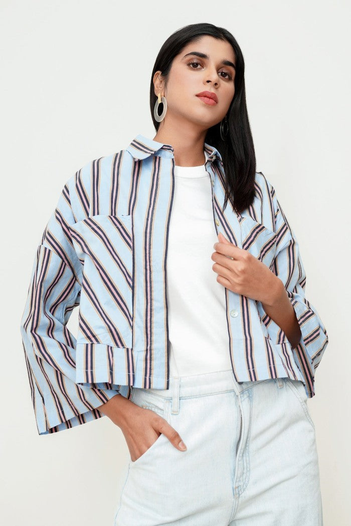 Gaia Crop Shirt - Blue