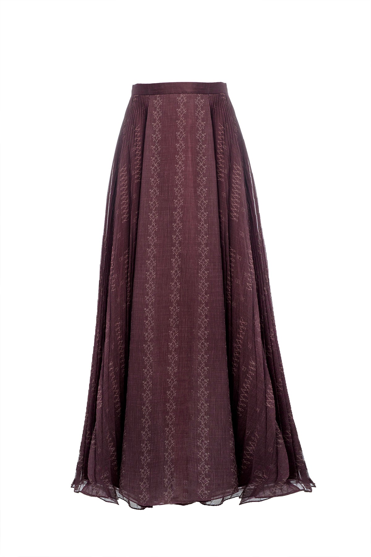 Khanum Sheer Pleated Skirt - Maroon