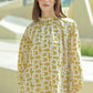 Monogram Gathered Blouse - Mustard