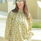 Monogram Gathered Blouse - Mustard