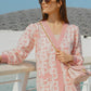 Monogram Puffy Sleeve Buttoned Long Cardigan - Blush