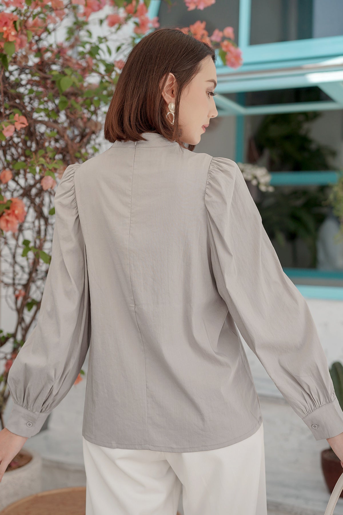 Naomi Puff Blouse - Grey