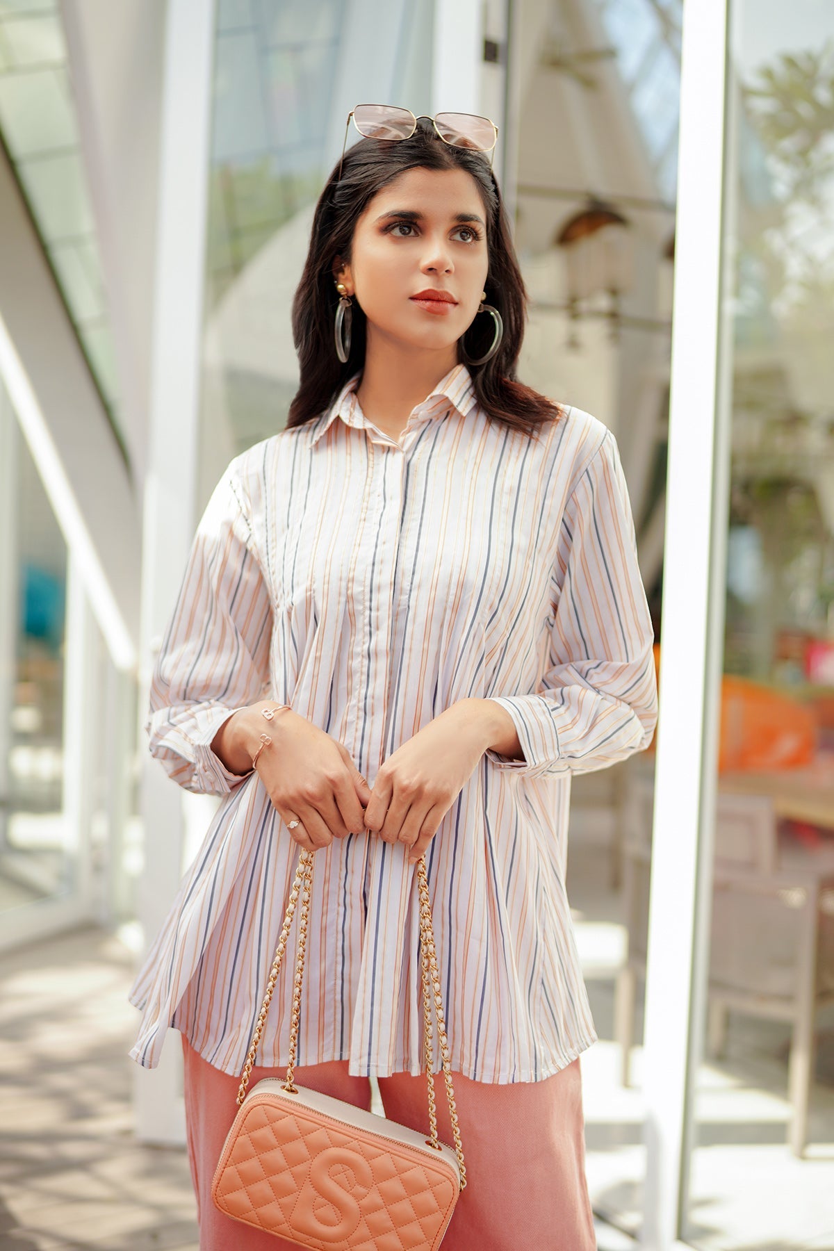 Savanna Ruffle Shirt - Orange Stripes