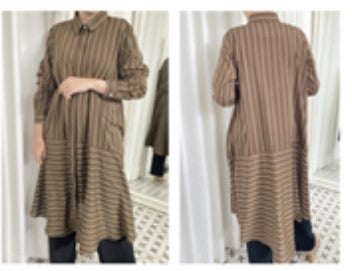 Stripes Tunic Shirt - Dark Brown