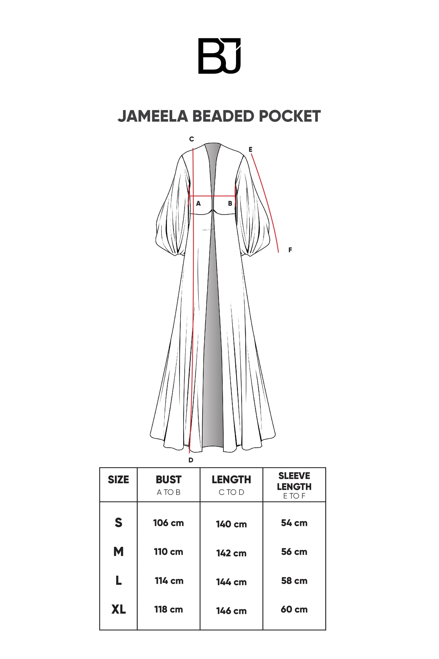 Jameela Beaded Pocket Abaya - Black