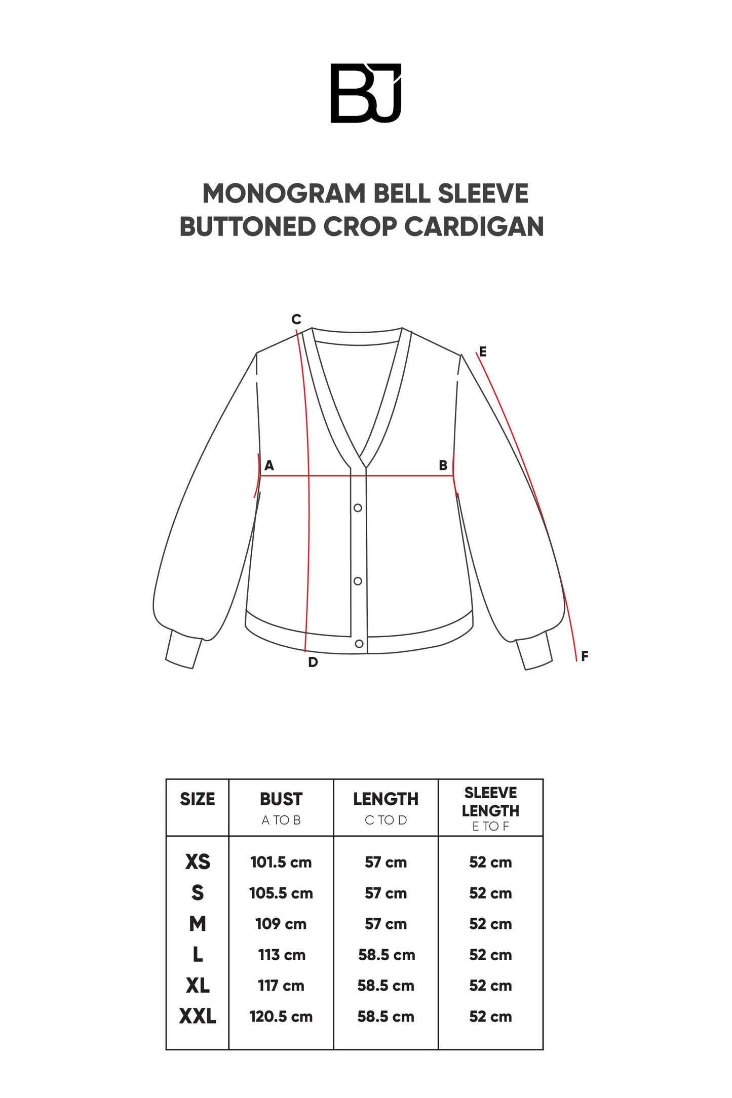 Monogram Bell Sleeve Buttoned Crop Cardigan - Oreo